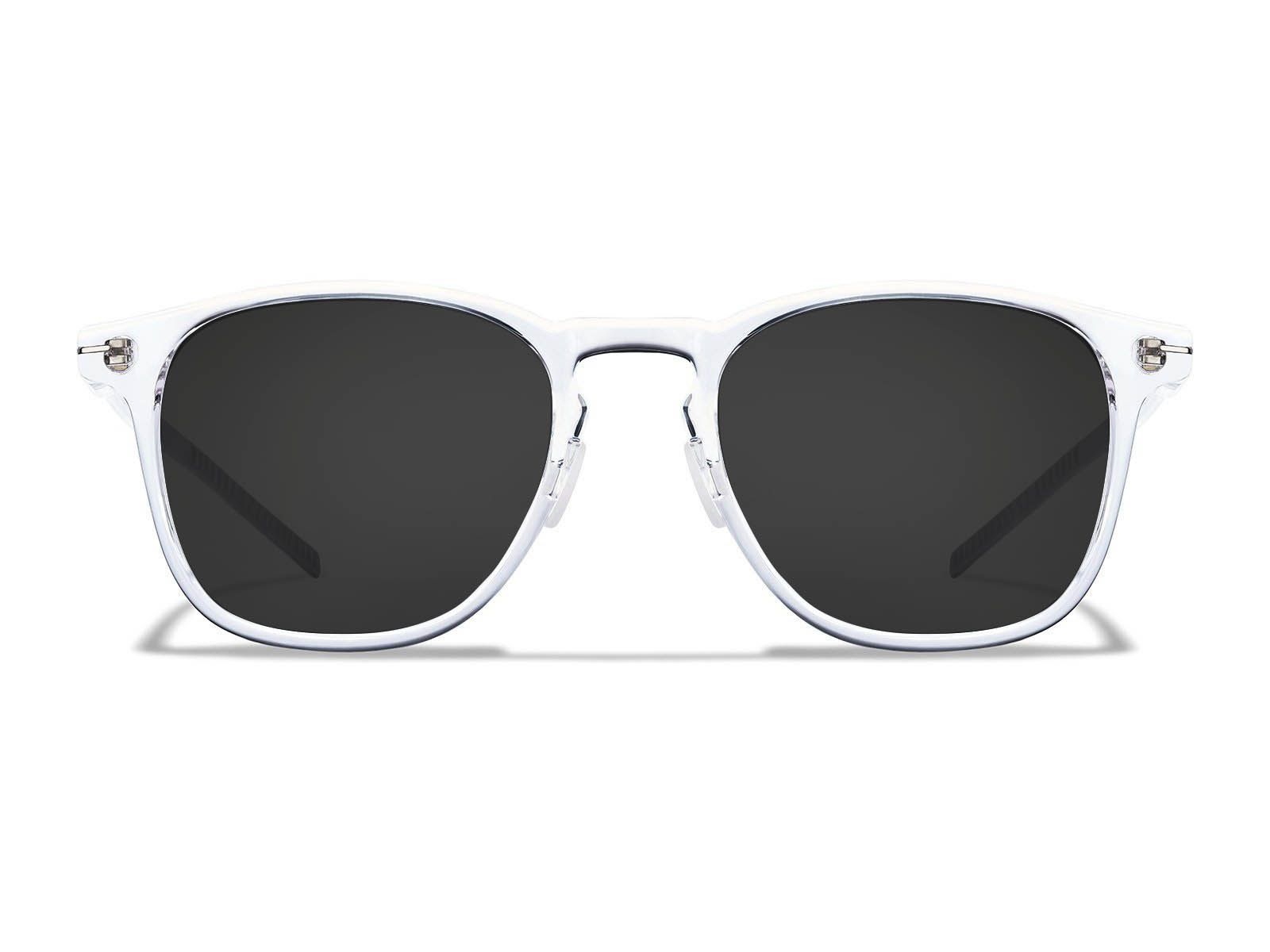 Roka Hunter Sunglasses - Clear Frame - Dark Carbon (Polarized) Lens