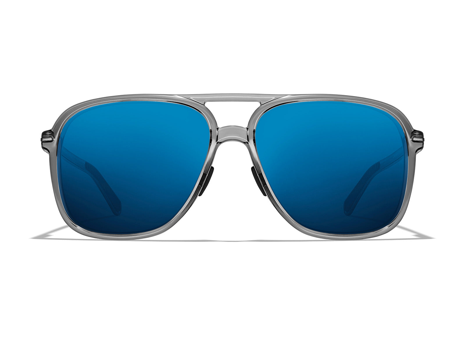 Roka Bandera Sunglasses - Crystal Grey Frame - Glacier Mirror (Polarized) Lens