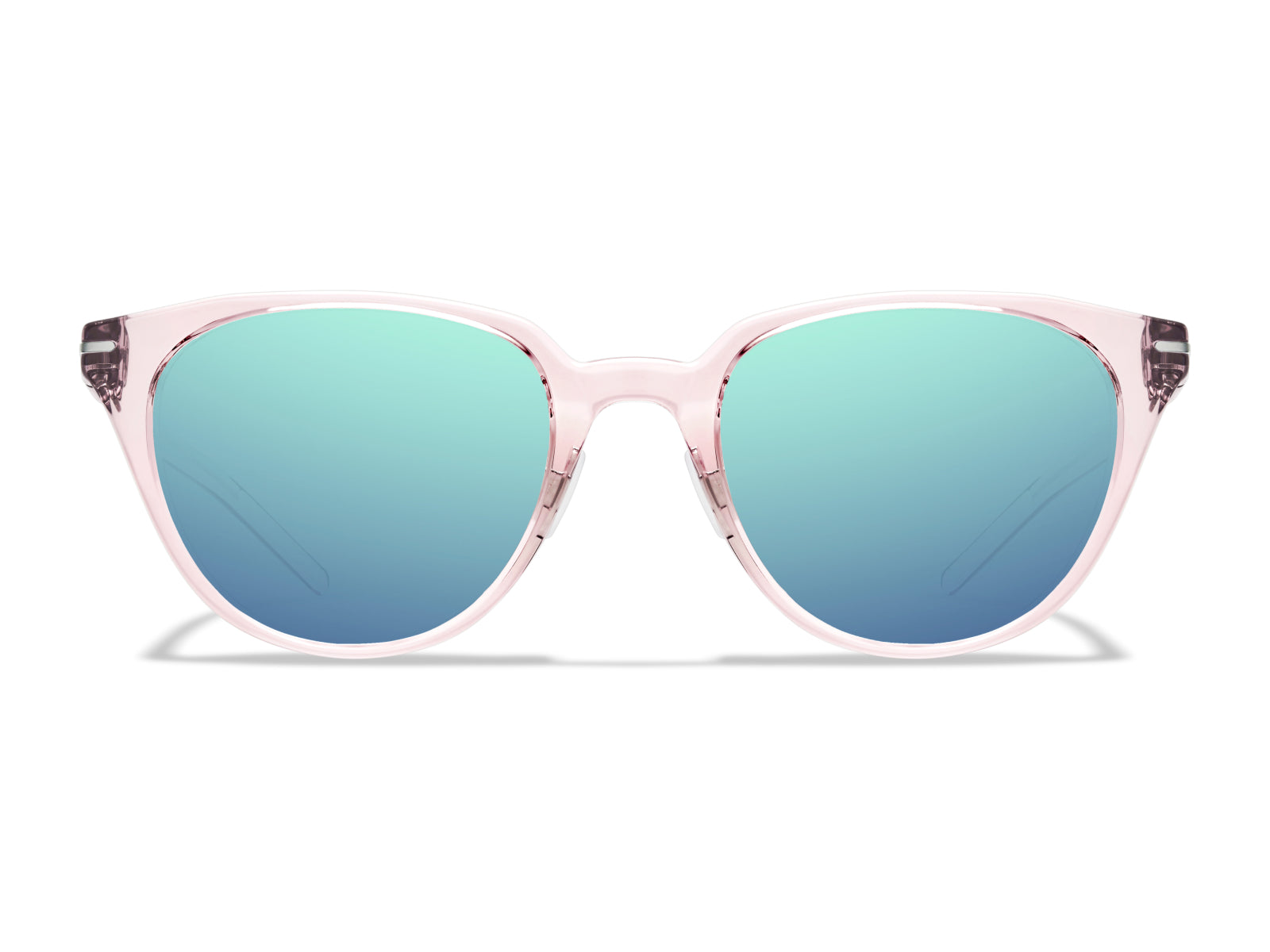 Roka Lola 2.0 Sunglasses - Crystal Rose Frame - Teal Mirror (Polarized) Lens