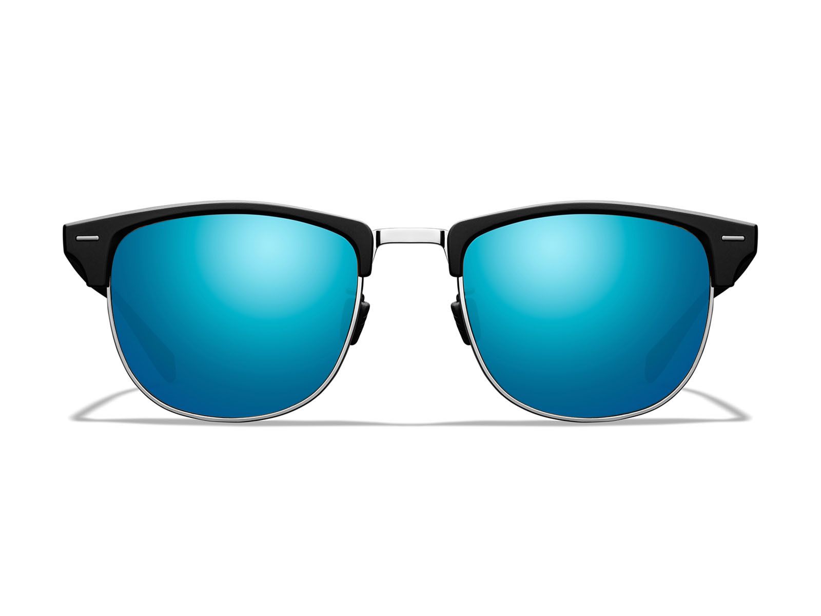 Roka Cambridge Sunglasses - Matte Black/Silver Frame - Teal Mirror (Polarized) Lens
